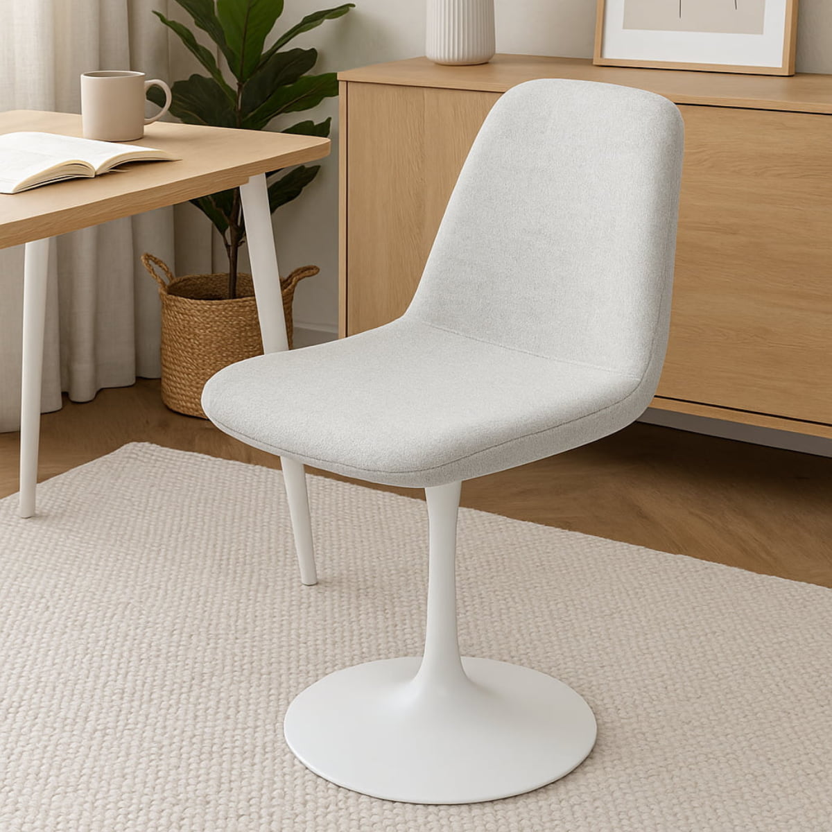 Chaise pivotante LORA en finition blanc gris
