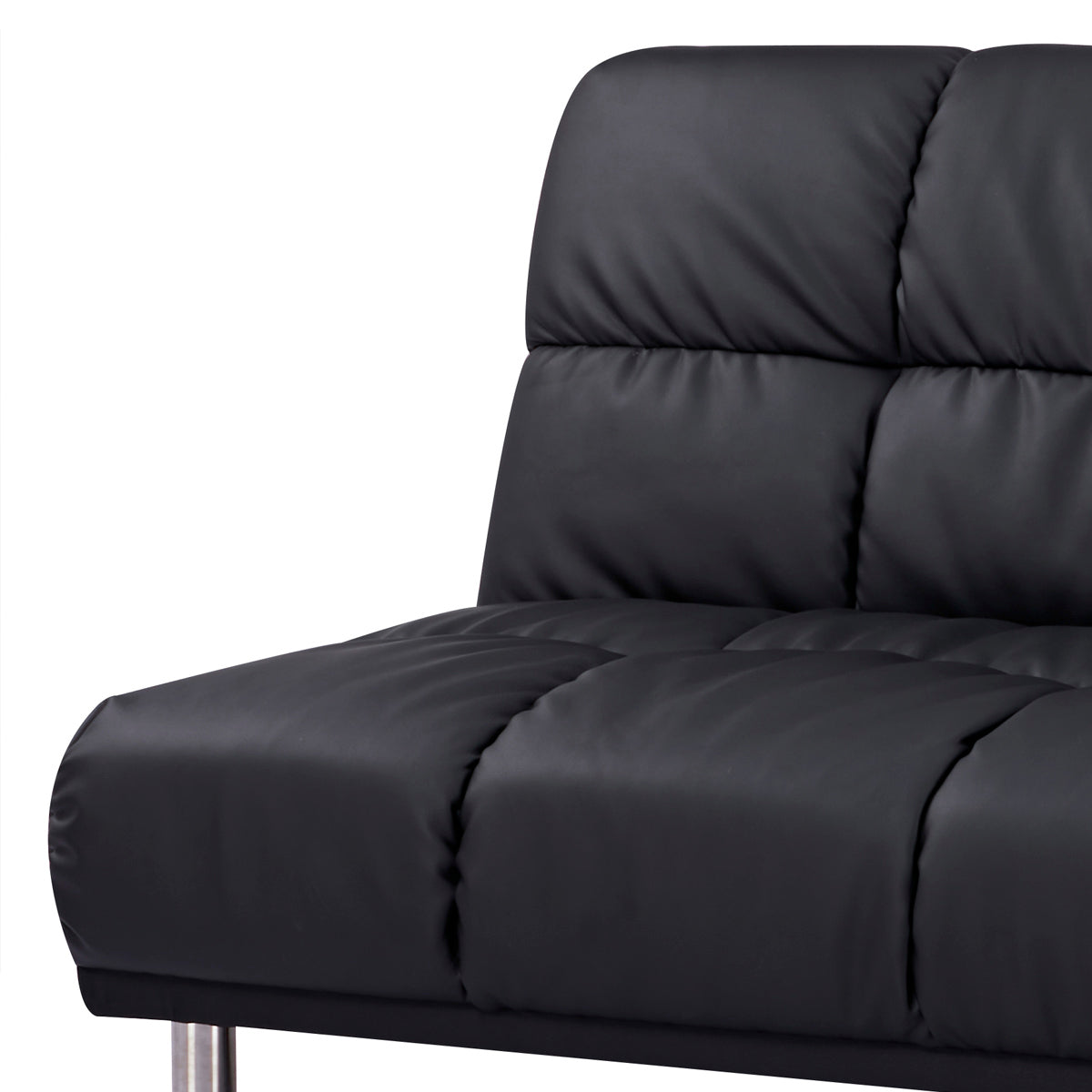 Détail de l'assise du canapé-lit clic clac MELLOW 3 places en finition PU noire