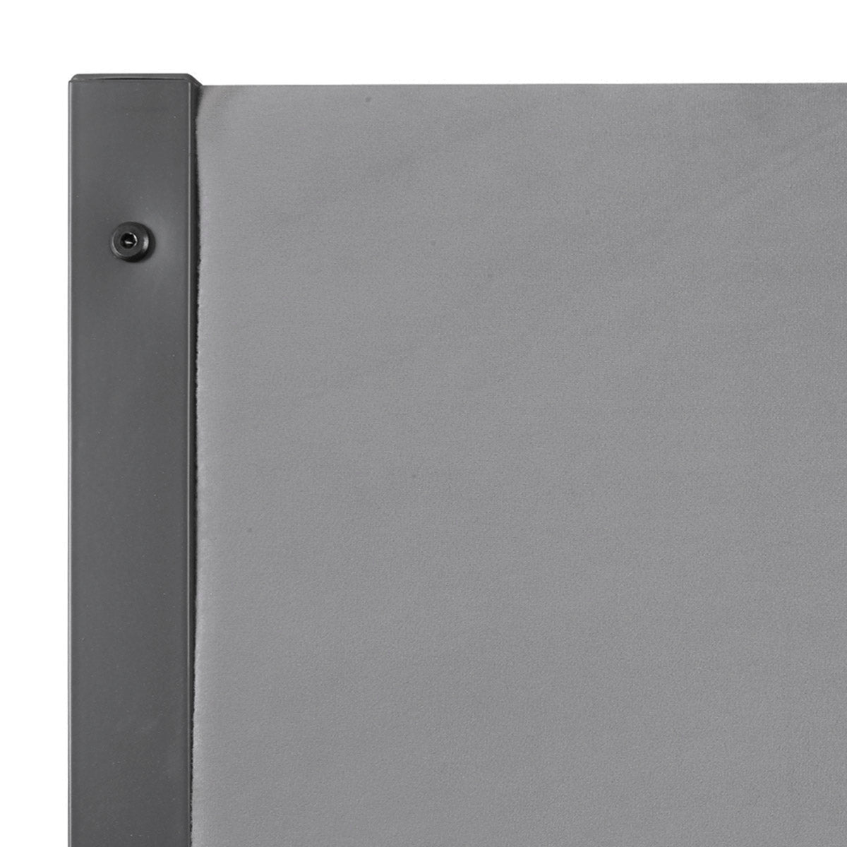 Détail des barrières de protection en métal gris finition tissu gris du lit mezzanine DOCKLAND avec escalier réversible 140x190 cm