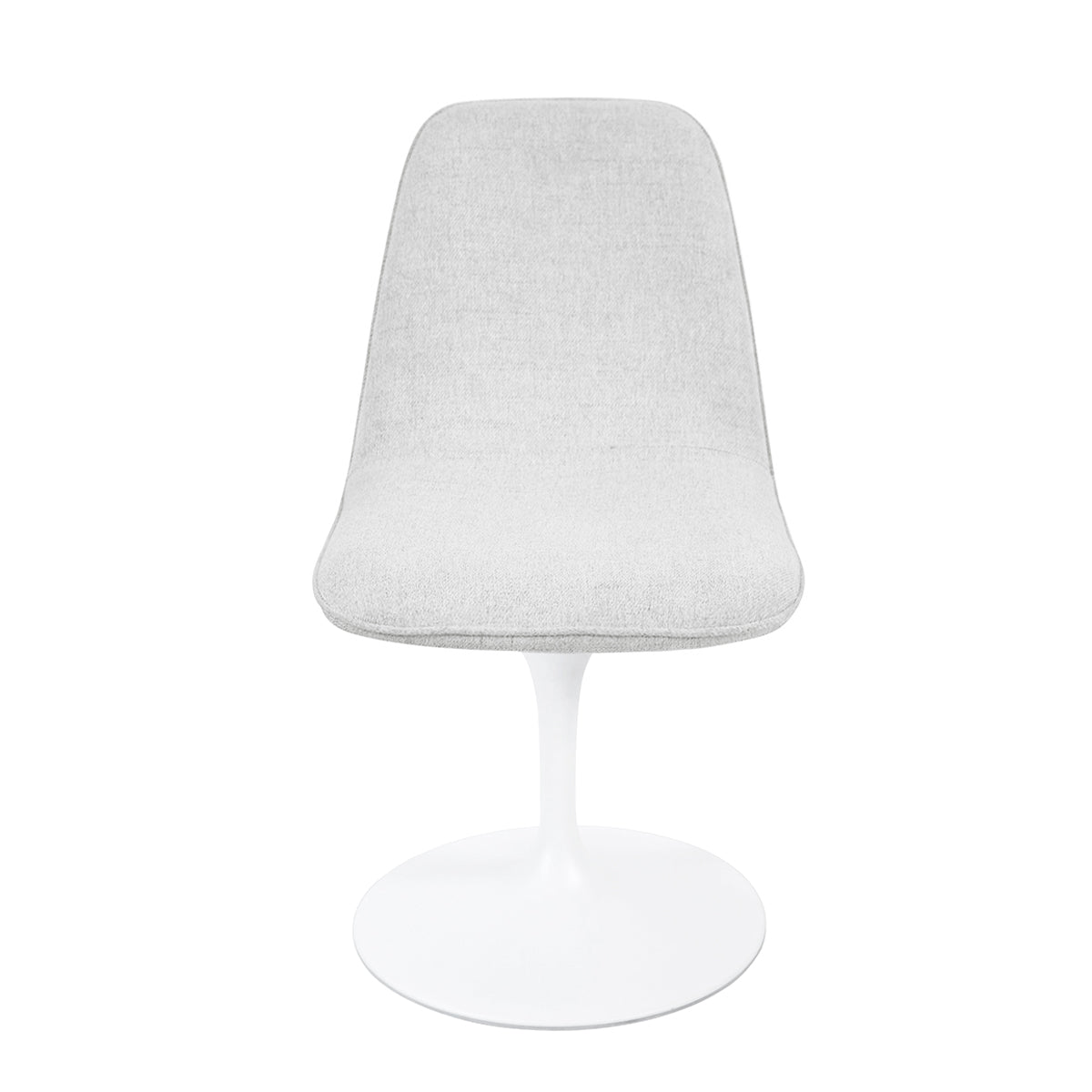 Vue de face de la chaise LORA finition tissu blanc gris clair